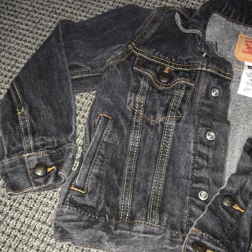 Levi's Kids Black Denim Trucker Jacket with‎ Contrast Stitching